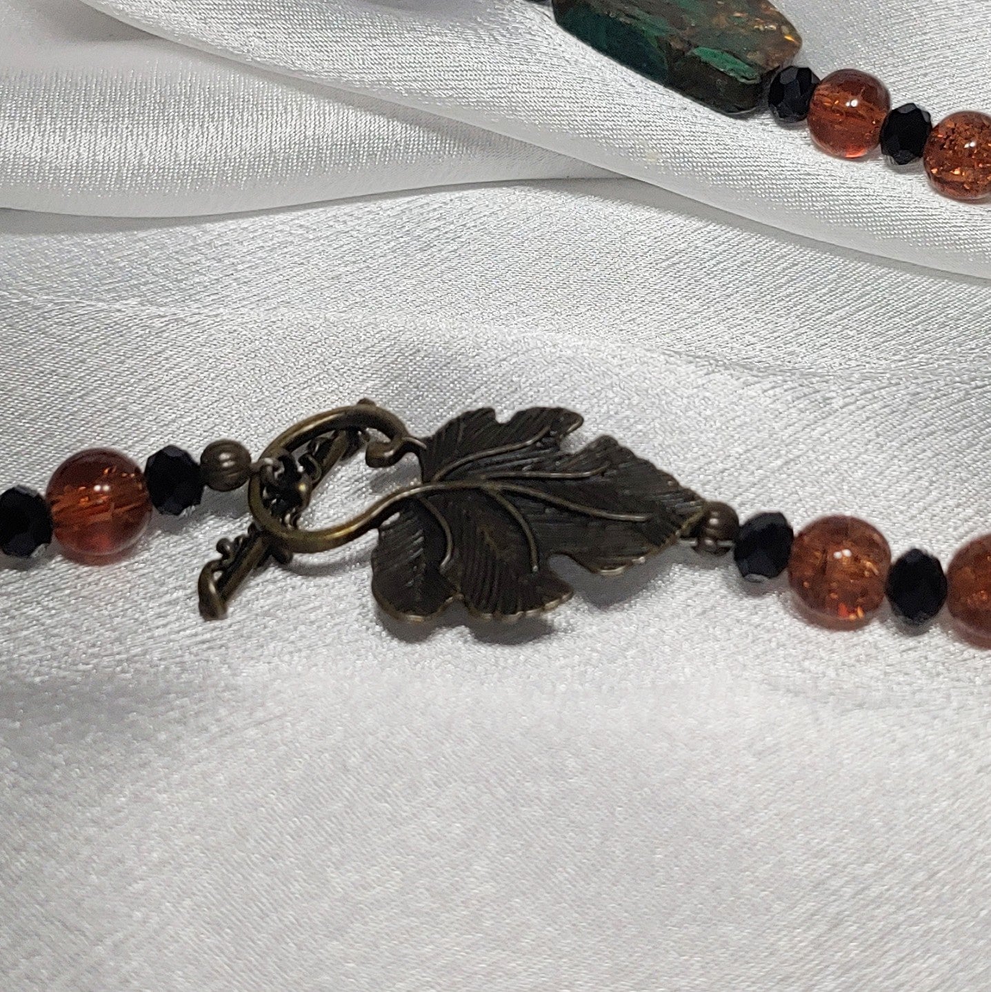 Malachite-Bronzite Mosaic Necklace and Earrings