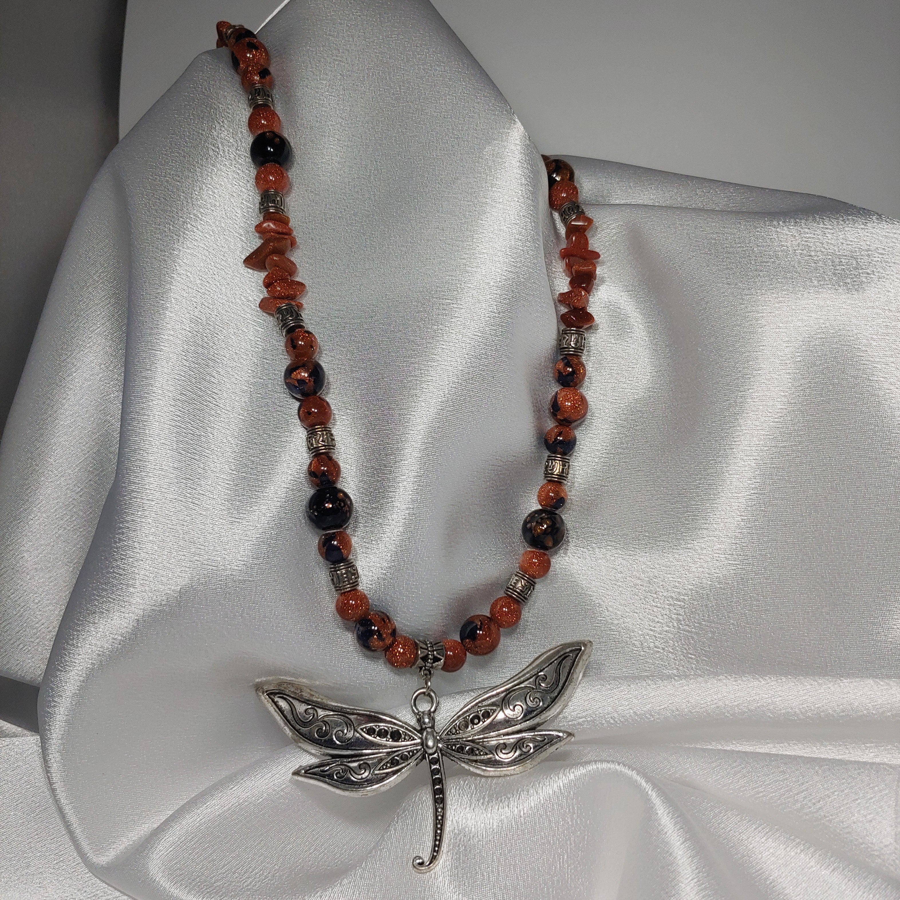 Dragonfly w/ Goldstone Necklace and Earrings