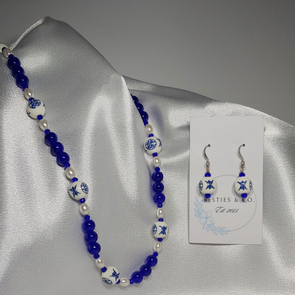 Oriental Royal Blue Necklace and Earrings