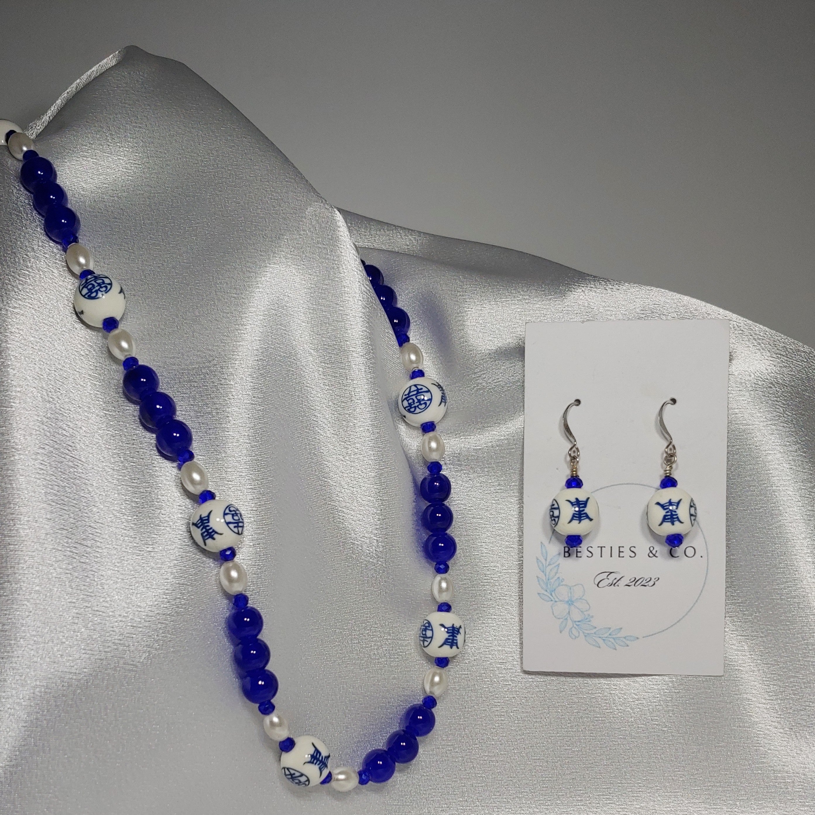 Oriental Royal Blue Necklace and Earrings
