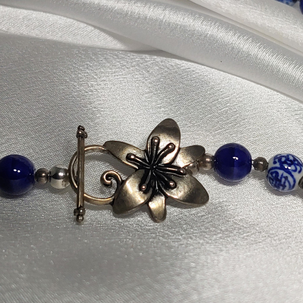 Oriental Navy Blue Necklace and Earrings