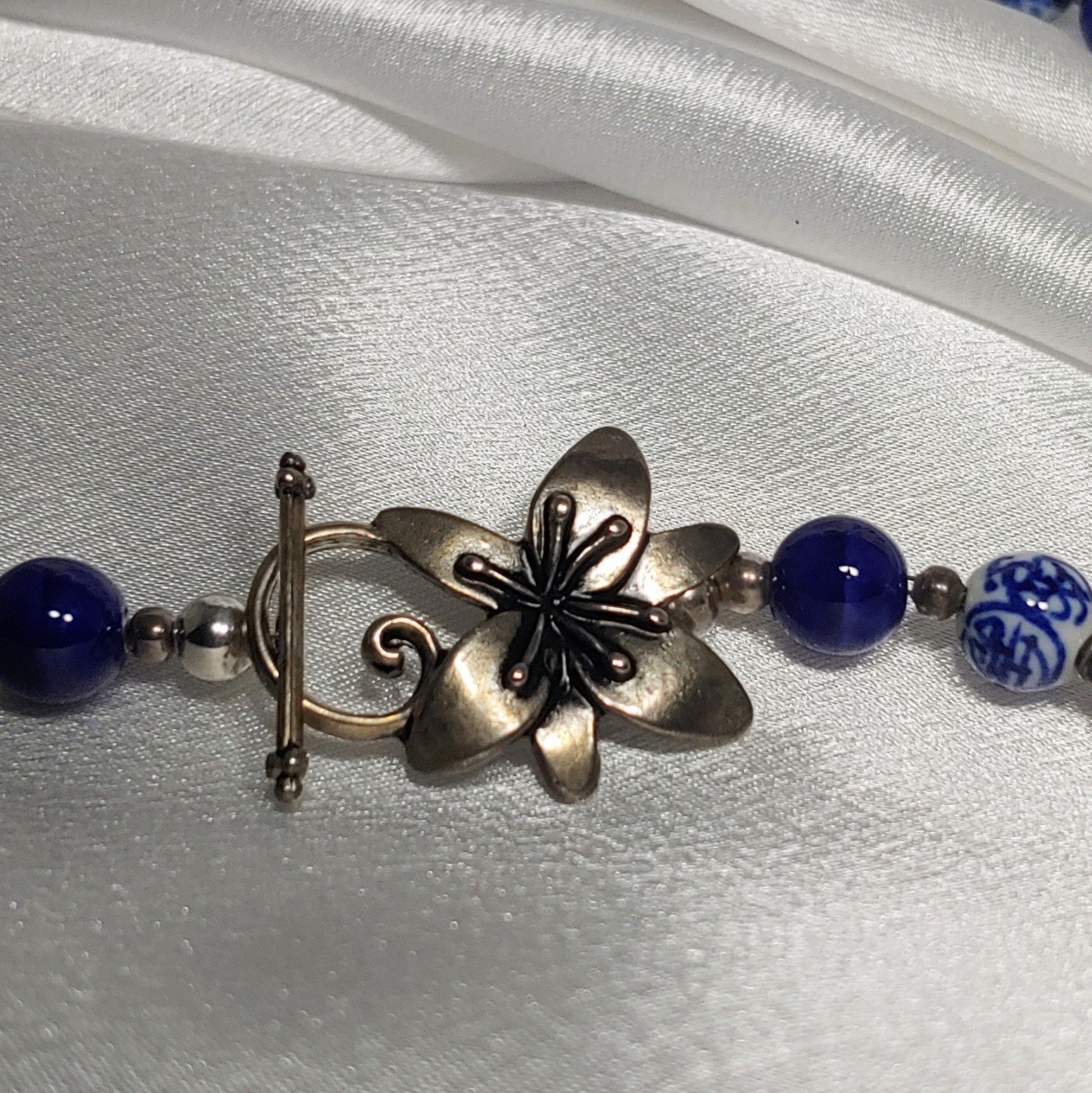 Oriental Navy Blue Necklace and Earrings