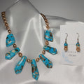 Turquoise Mosaic w/ Brown Necklace and Earrings