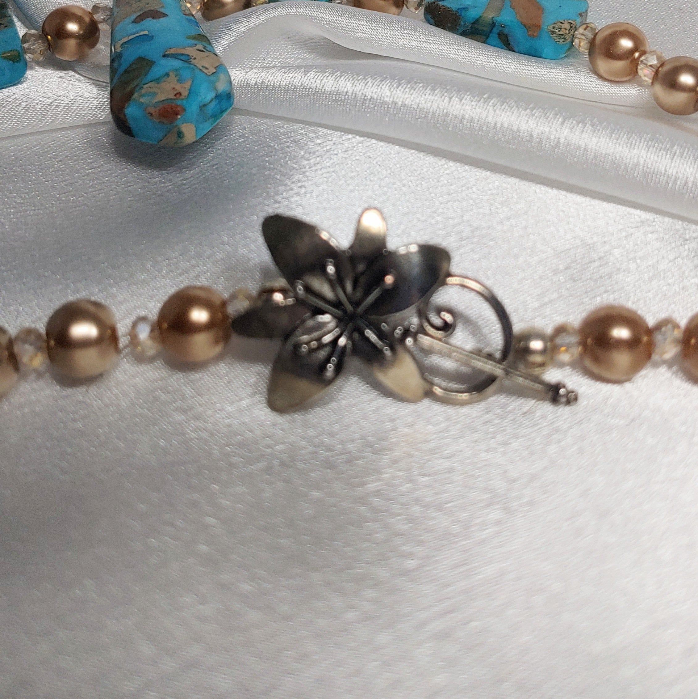 Turquoise Mosaic w/ Brown Necklace and Earrings