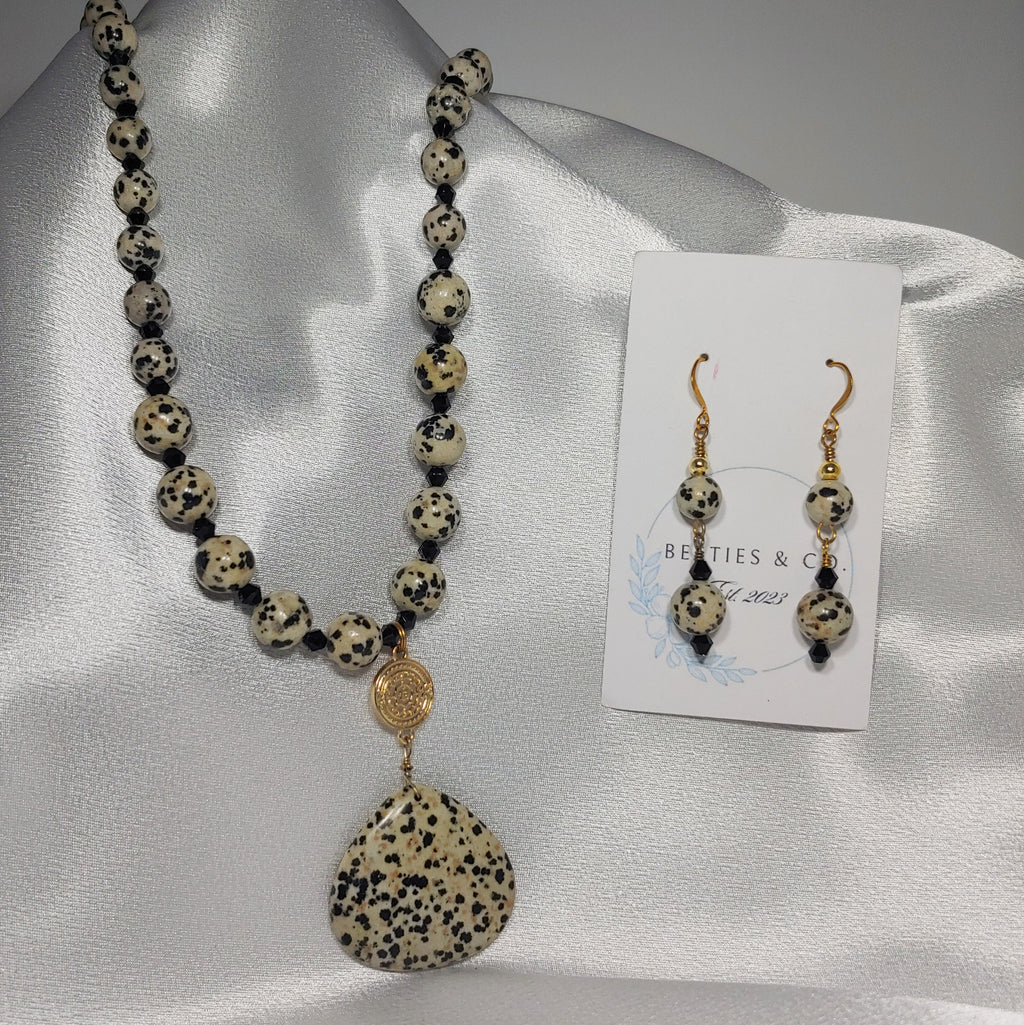 Dalmatian Jasper Necklace and Earrings