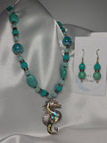 Mother of Pearl Seahorse Necklace w/ Earrings
