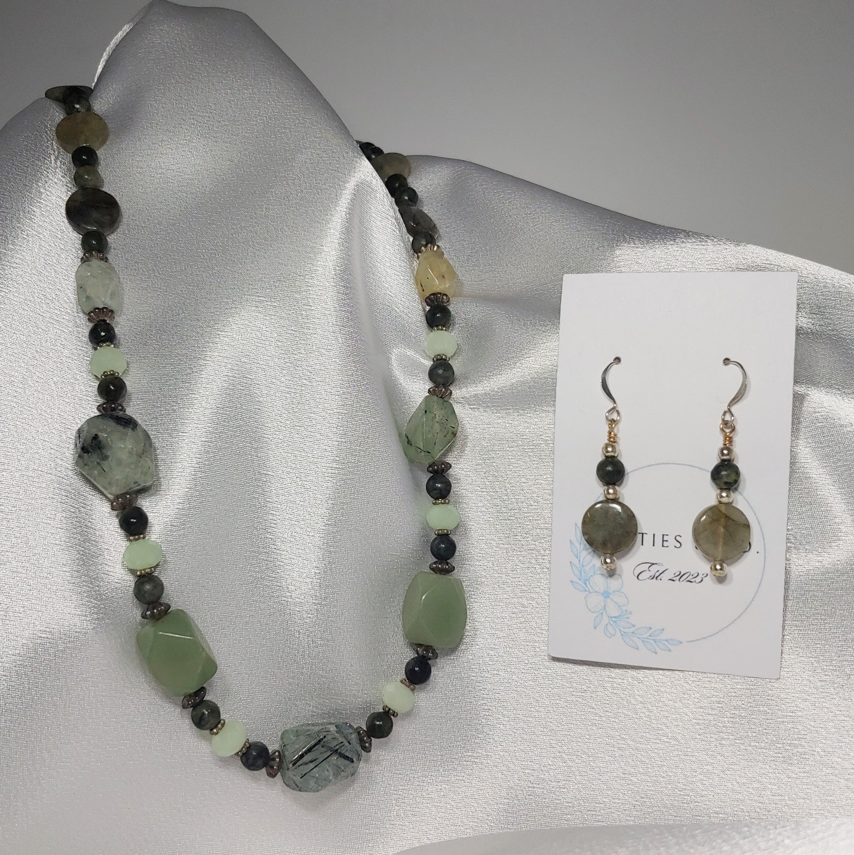 Moss Agate Necklace and Earrings