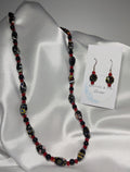 Millefoire Glass w/ Obsidian Necklace an Earrings