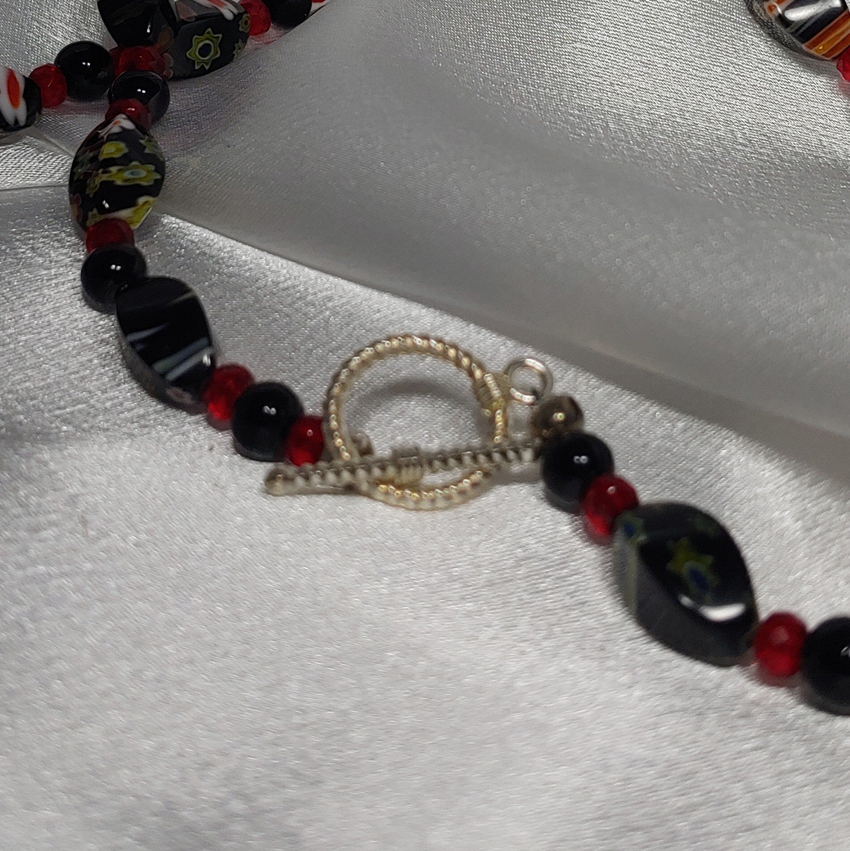 Millefoire Glass w/ Obsidian Necklace an Earrings