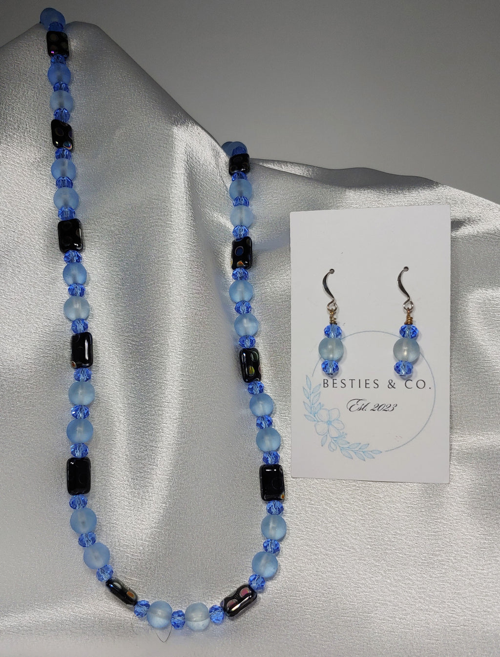 Blue & Black Necklace and Earrings