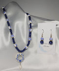 Navy Floral Necklace and Earrings