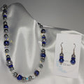 Blue & Grey Bead Necklace and Earrings