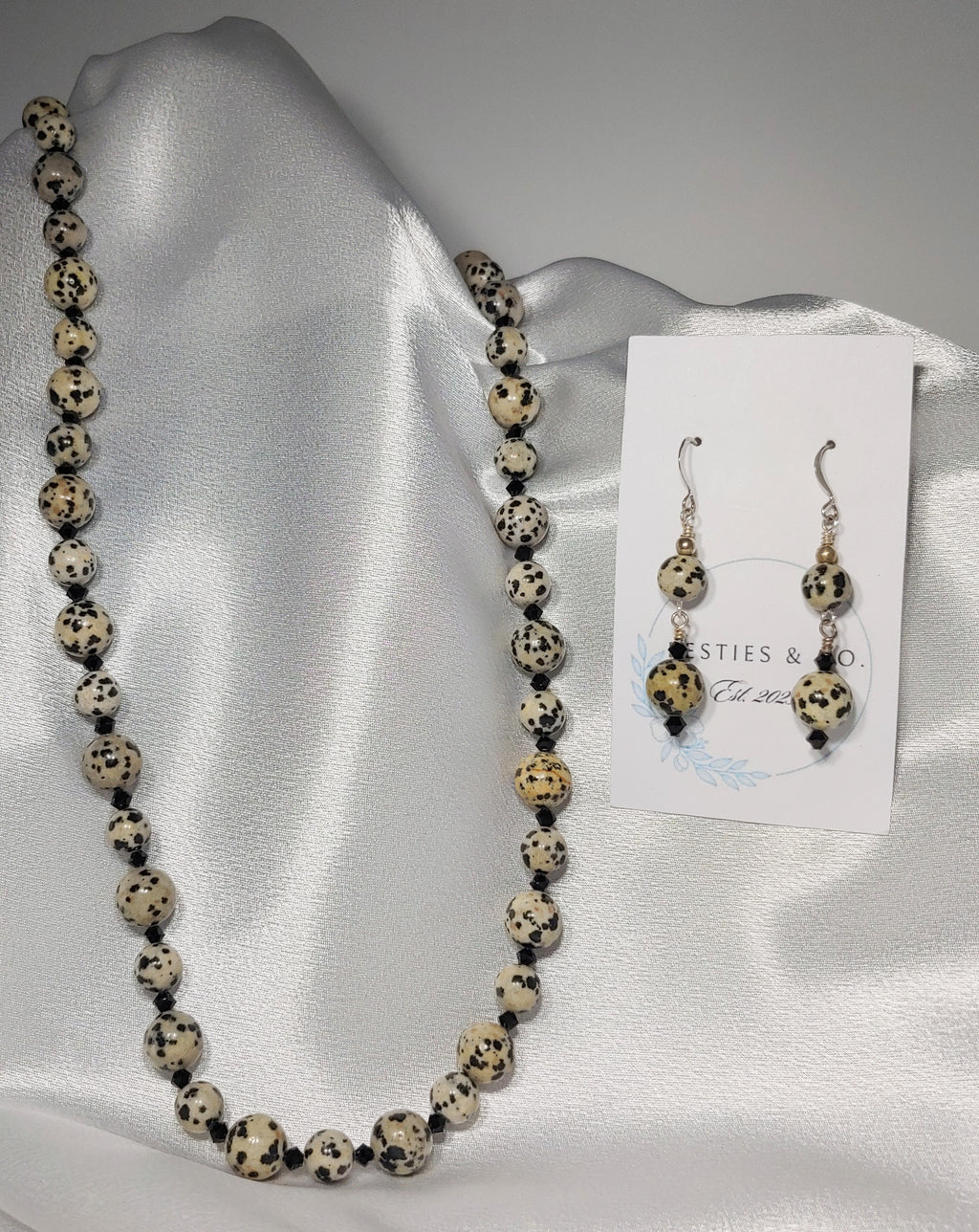 Dalmatian Jasper Necklace and Earrings
