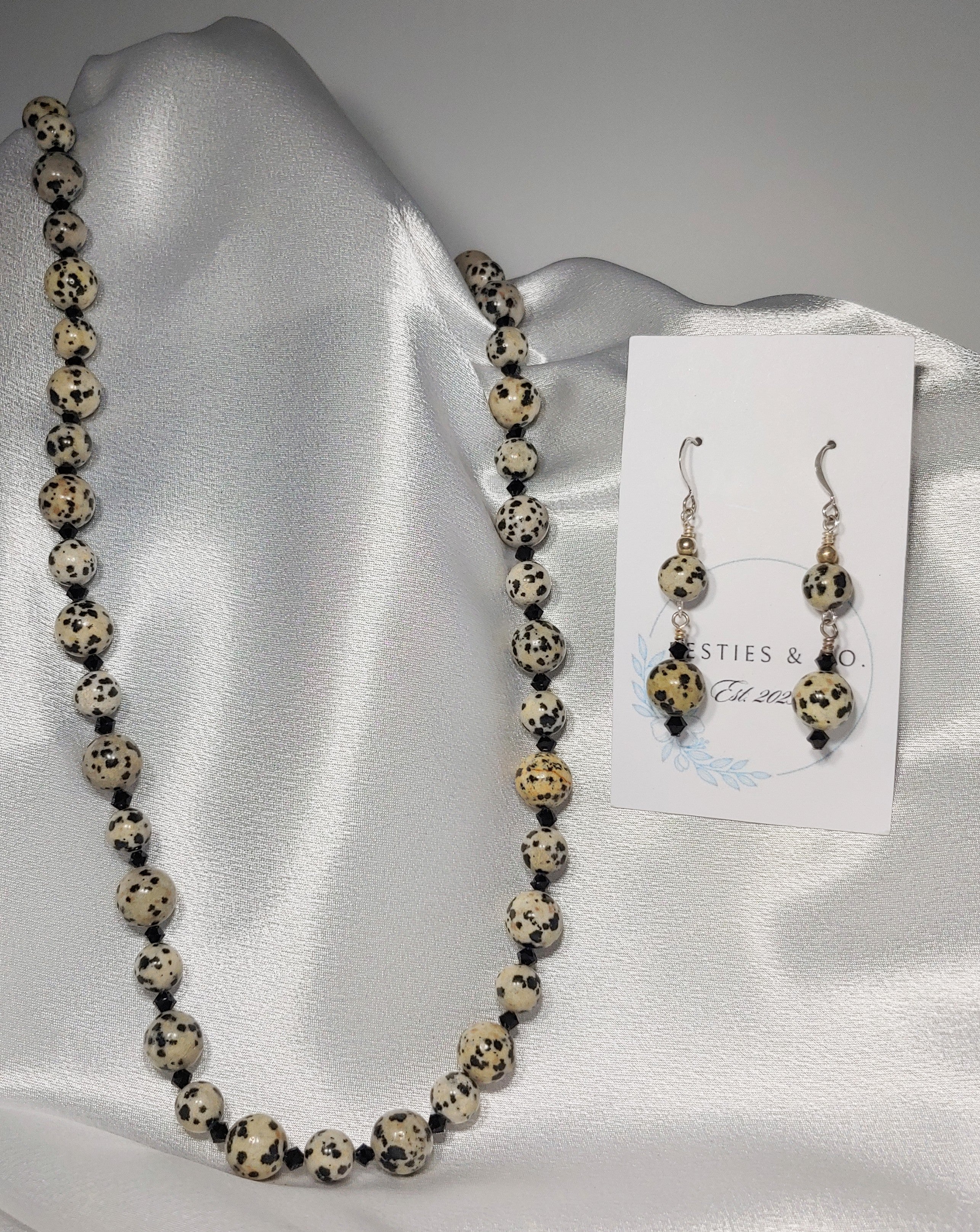 Dalmatian Jasper Necklace and Earrings