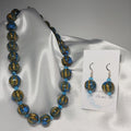 Ceramic Blue/Green Necklace and Earrings