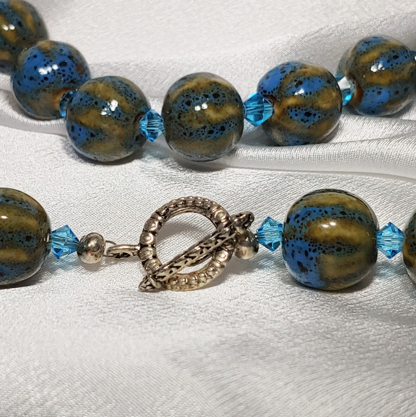 Ceramic Blue/Green Necklace and Earrings