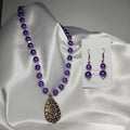 Antique Brass w/ Purple Necklace and Earrings