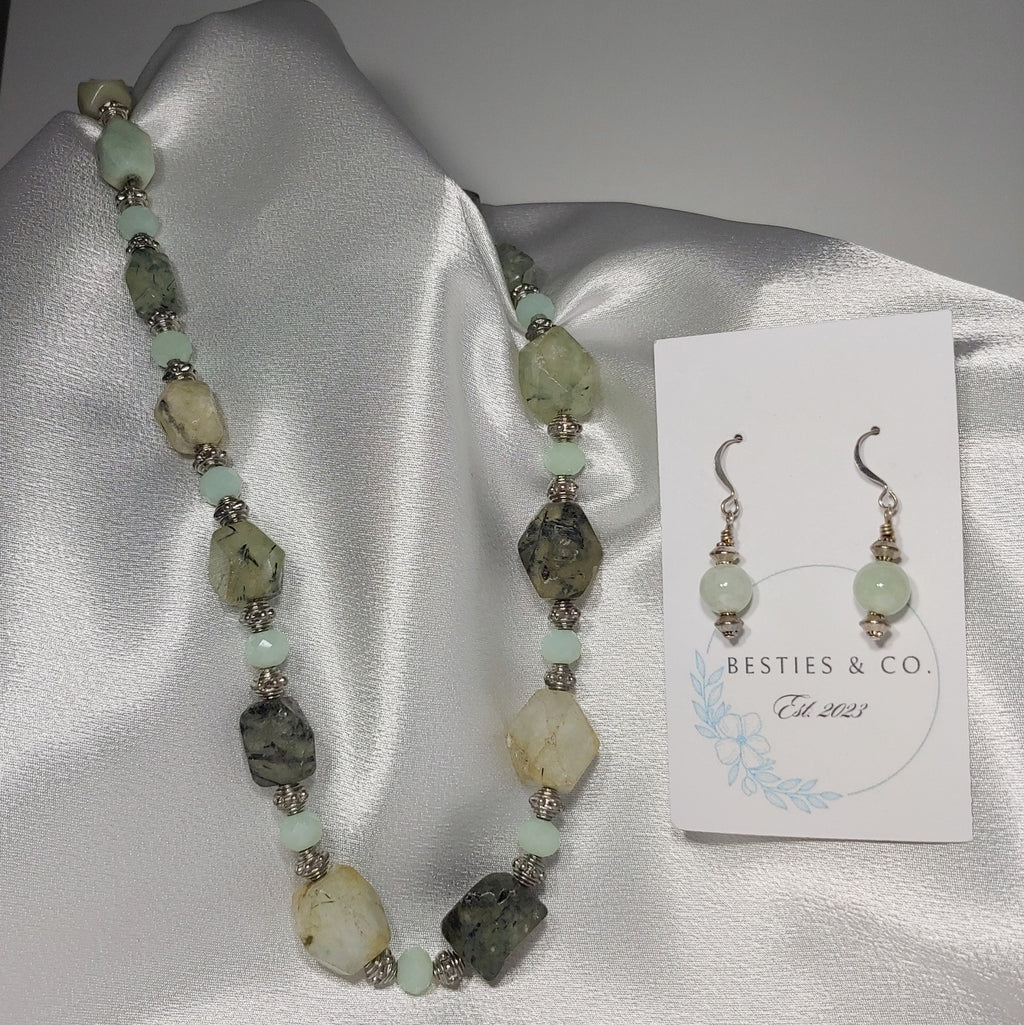 Moss Agate Necklace and Earrings