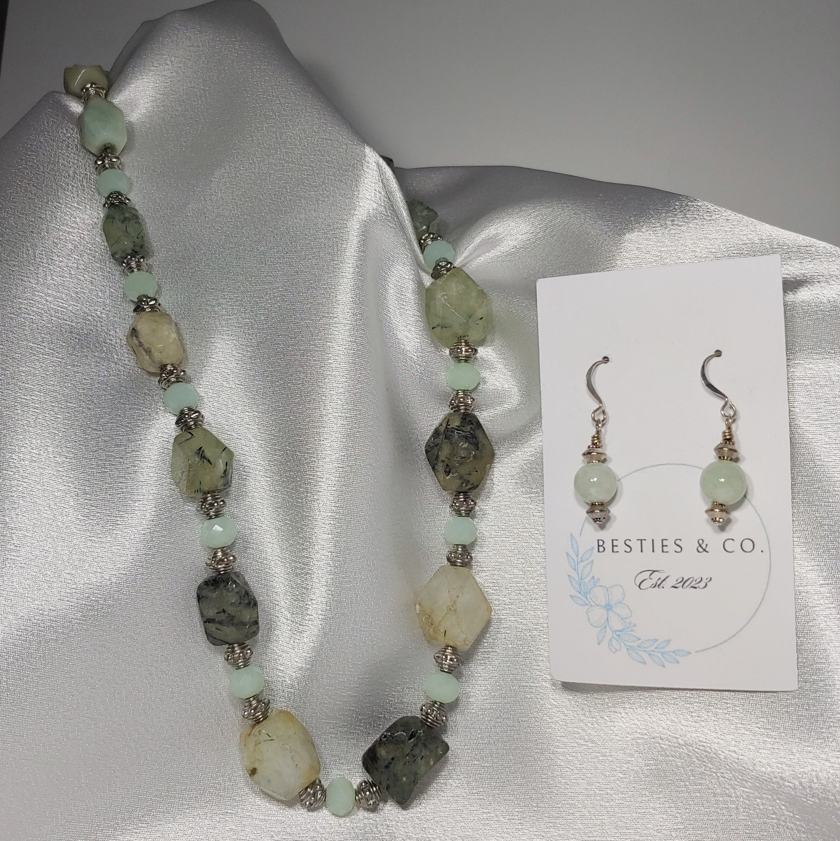 Moss Agate Necklace and Earrings