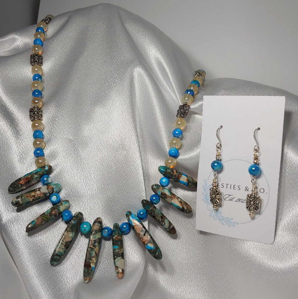 Mosaic Turquoise Necklace and Earrings