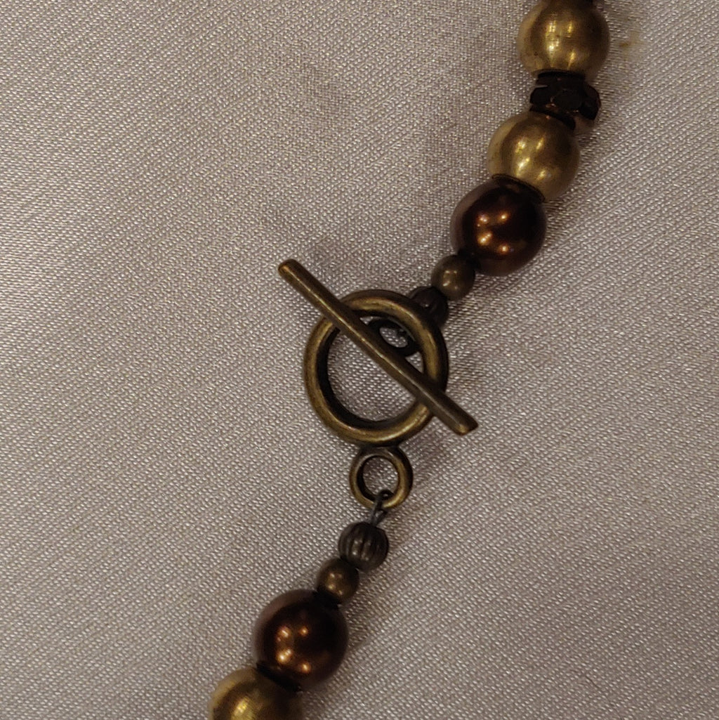 Antique Brass w/ Brown Necklace and Earrings