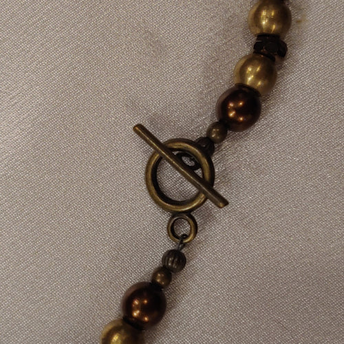 Antique Brass w/ Brown Necklace and Earrings