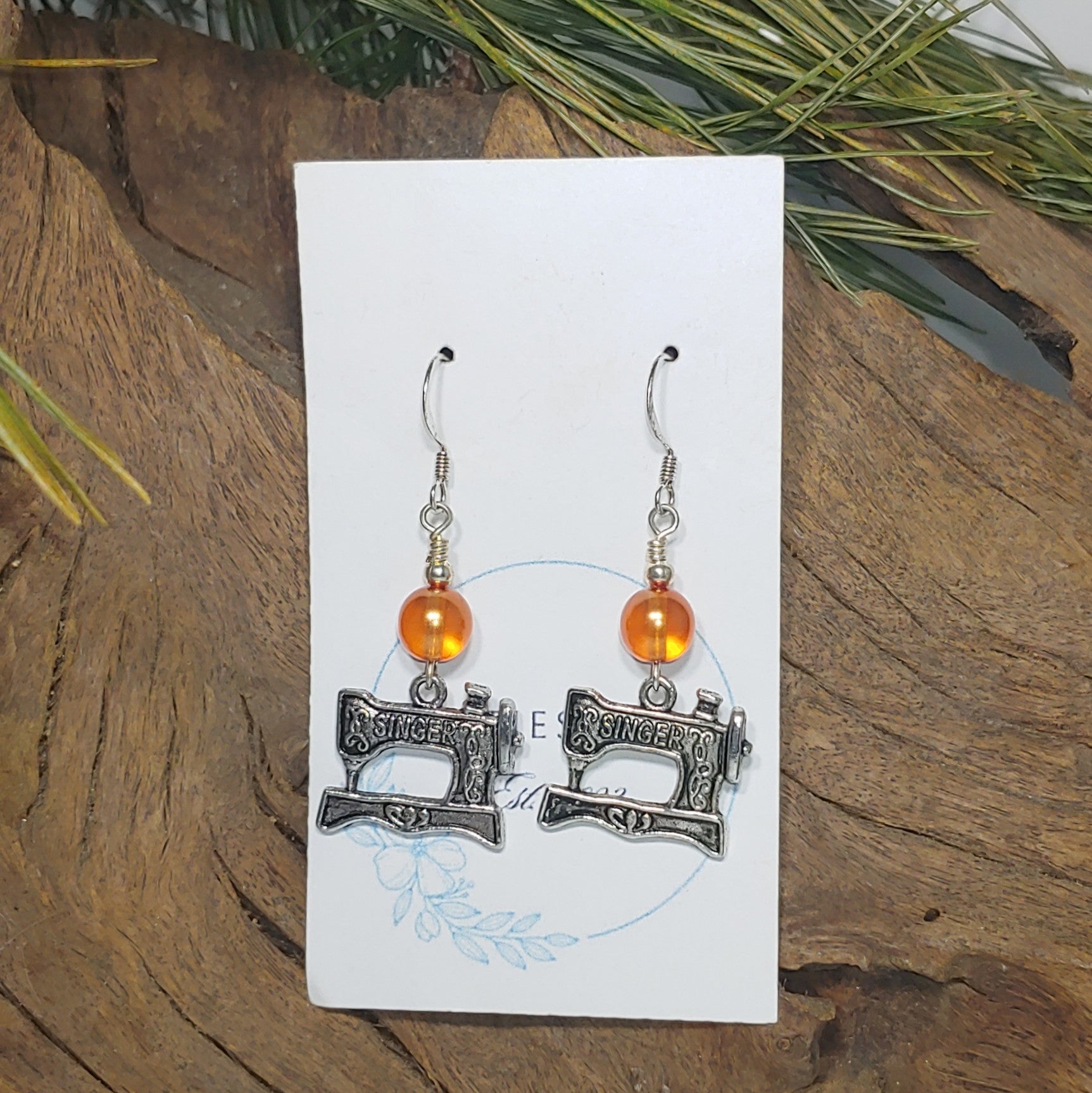 Sewing Machine w/ Orange Earrings