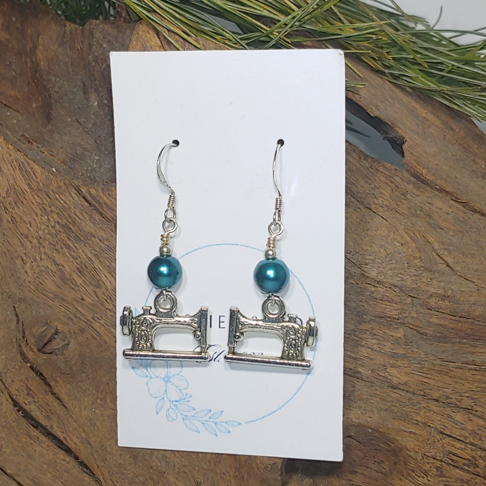 Sewing Machine w/ Teal Earrings