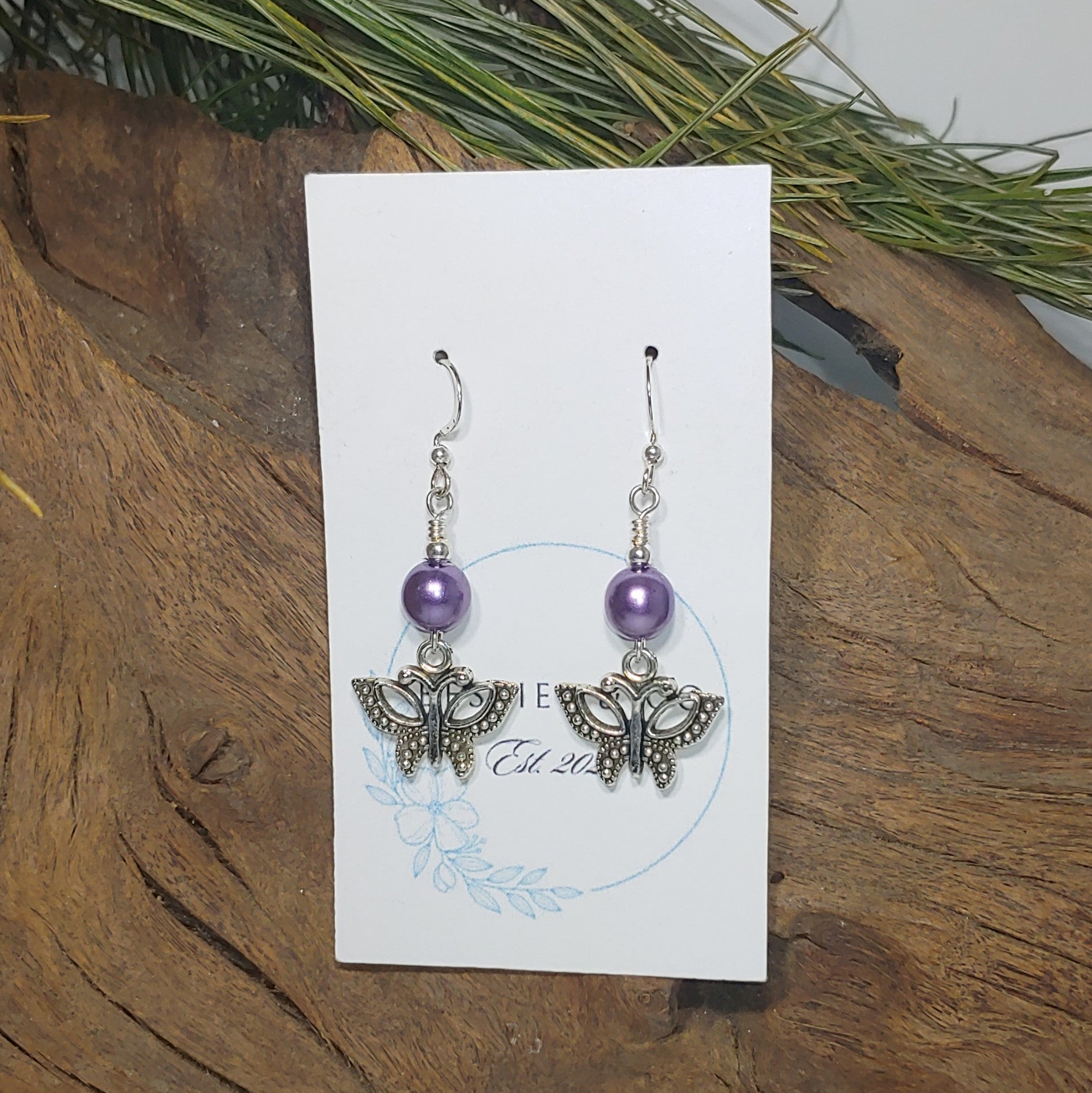 Butterfly w/ Purple Earrings