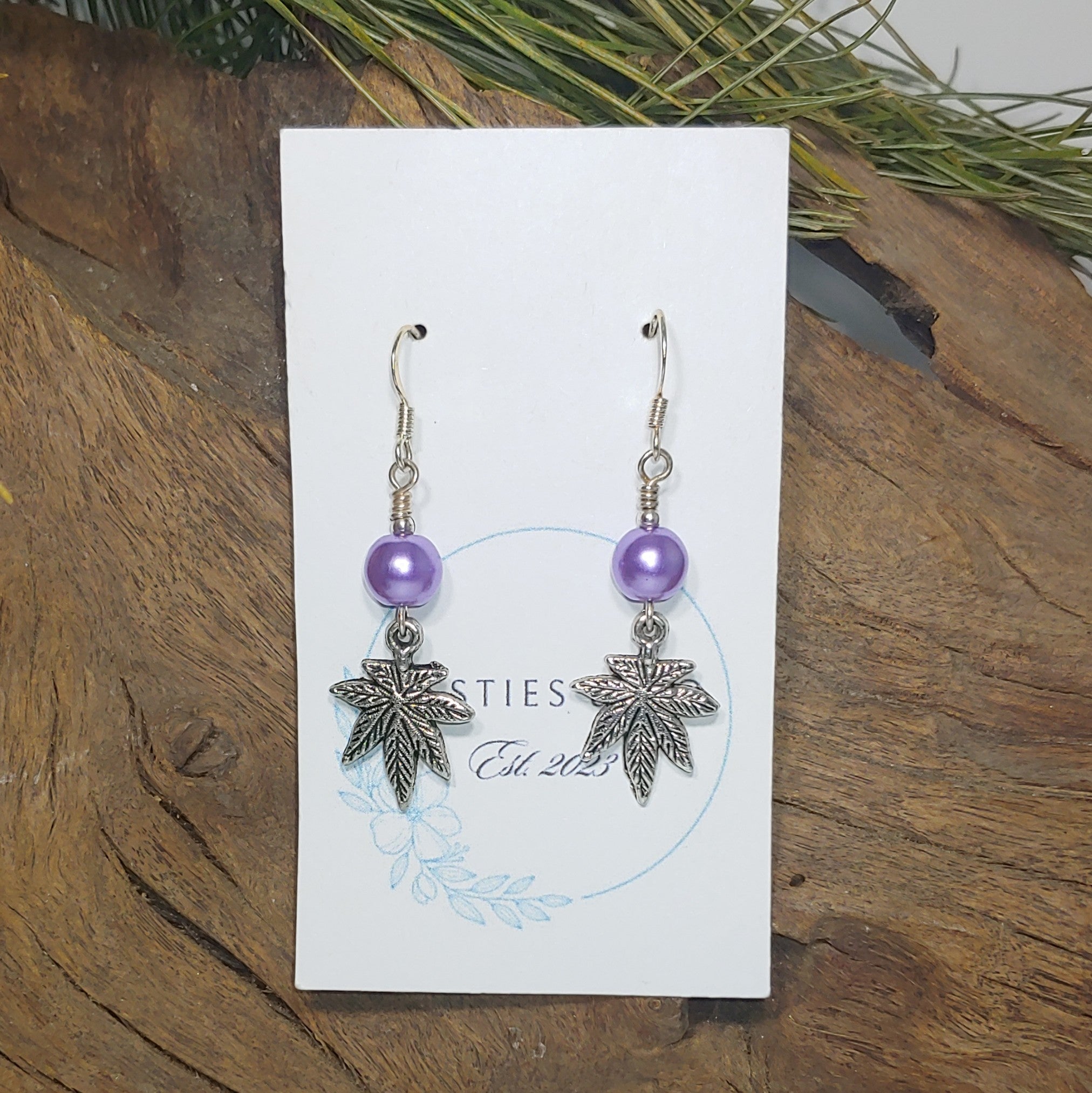 Leaves w/ Purple Earrings