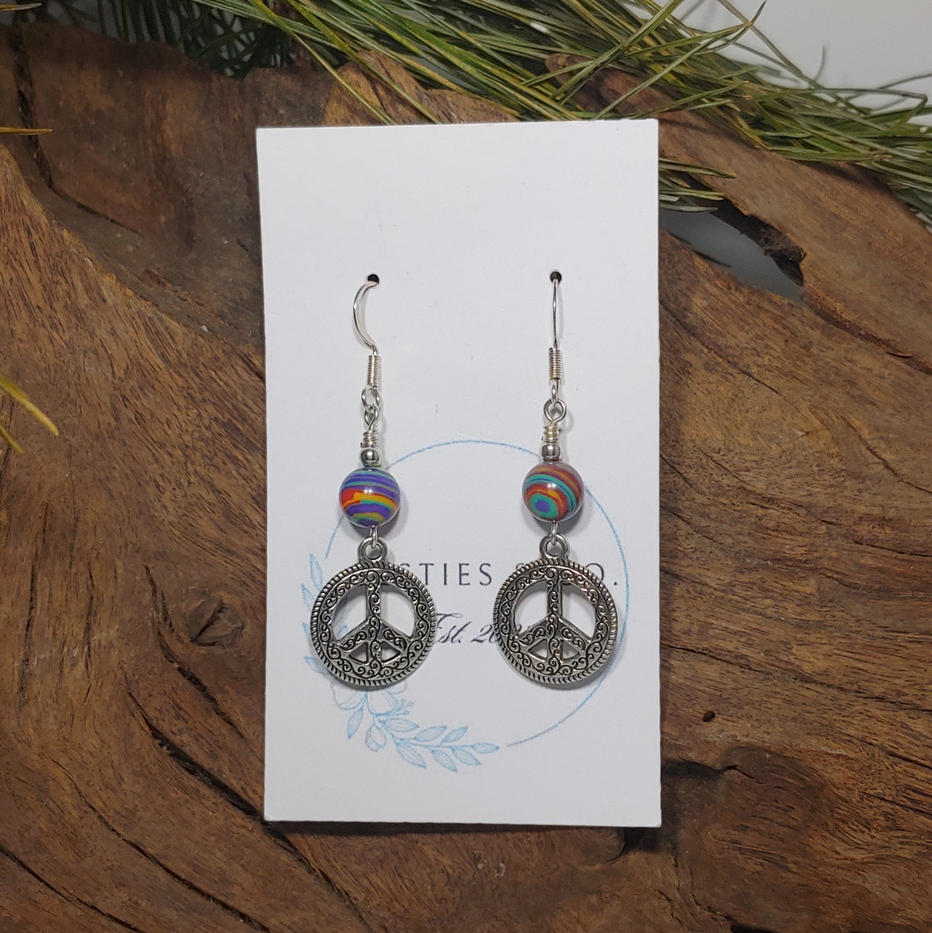 Peace Sign w/Multi Color Earrings