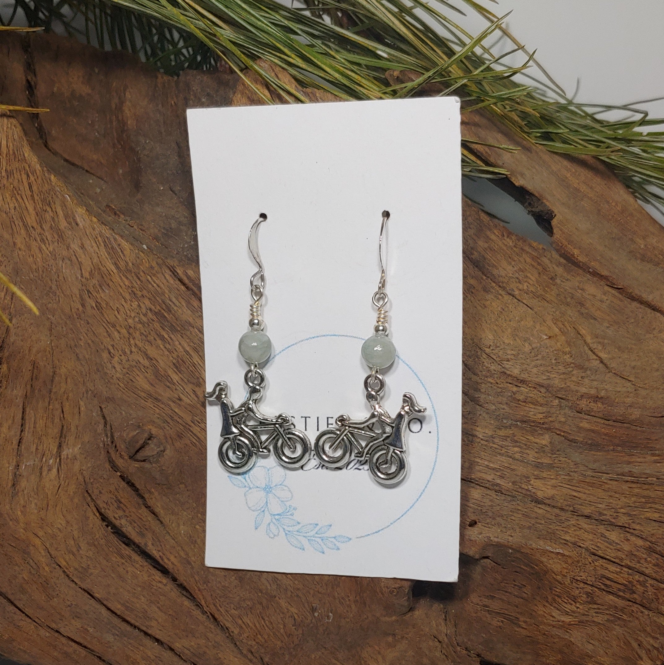 Bicycles w/ L. Green Agate Earrings