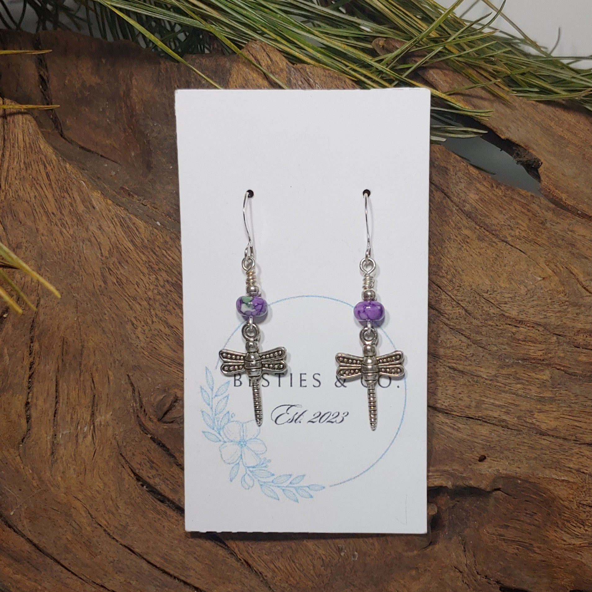 Dragonfly w/ Purple Earrings