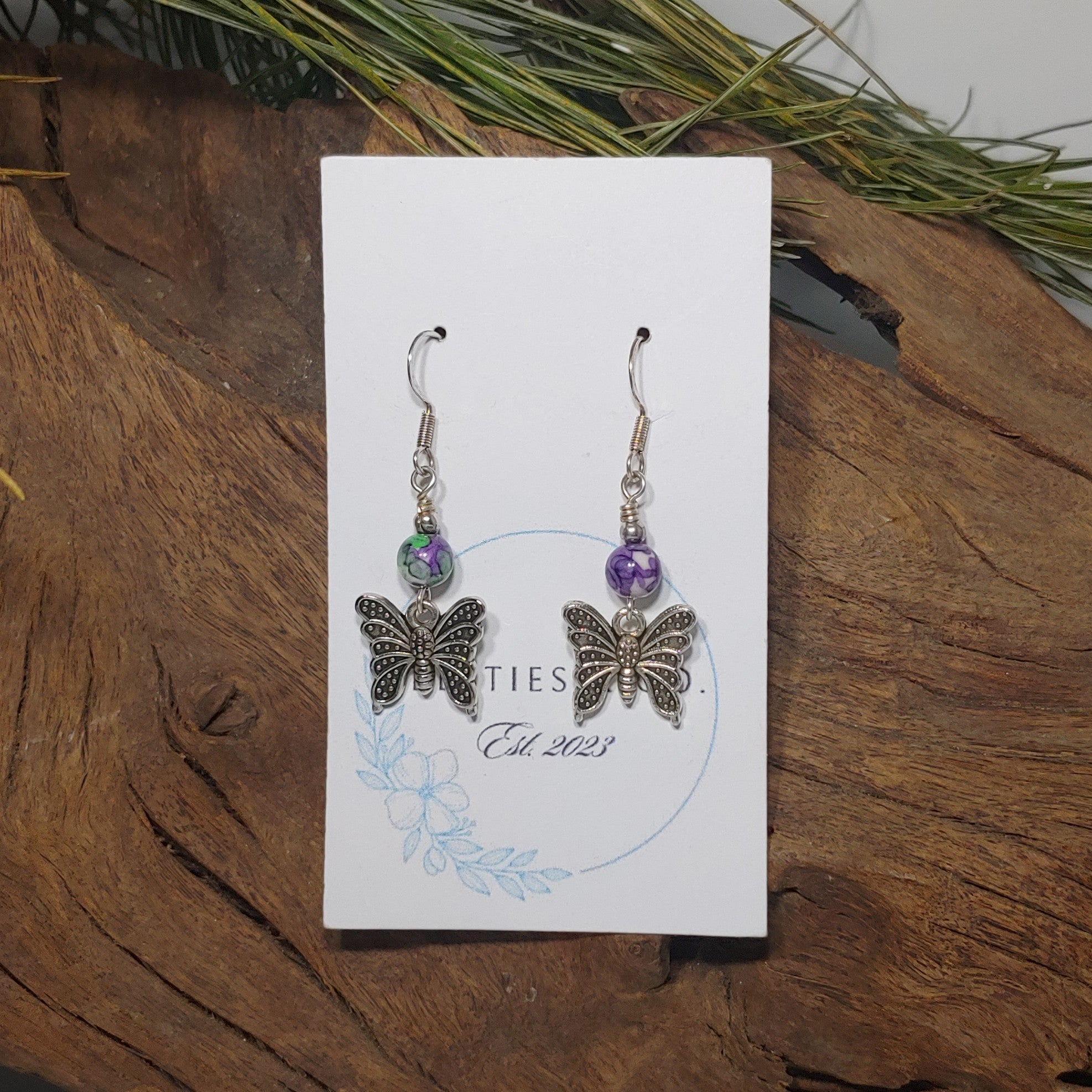 Butterfly w/ Purple Earrings