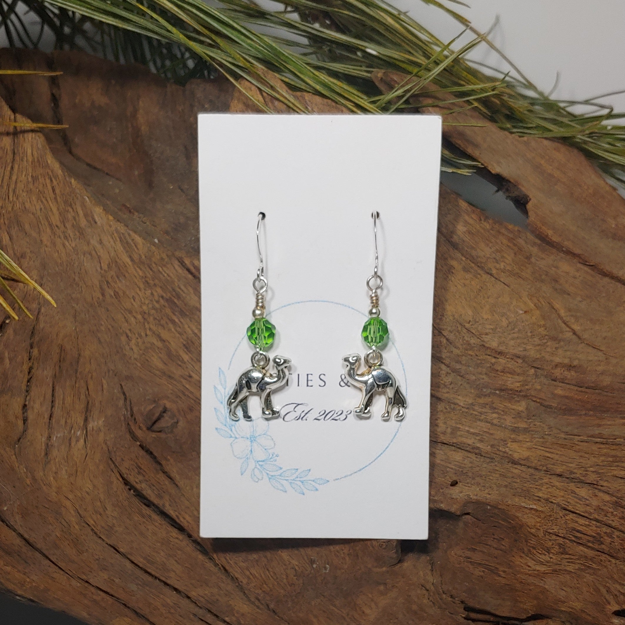 Camel w/ Green Earrings