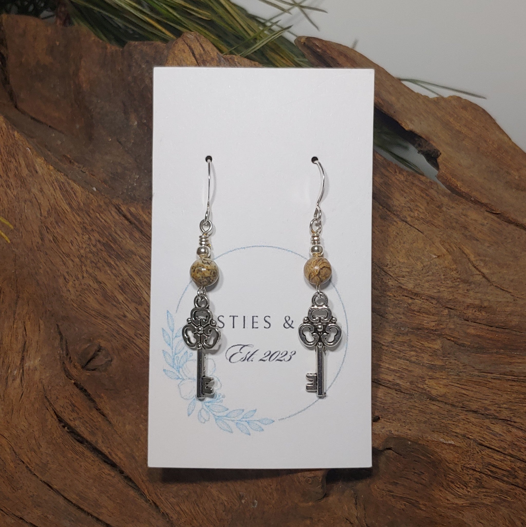 Key w/ Brown Jasper Earrings