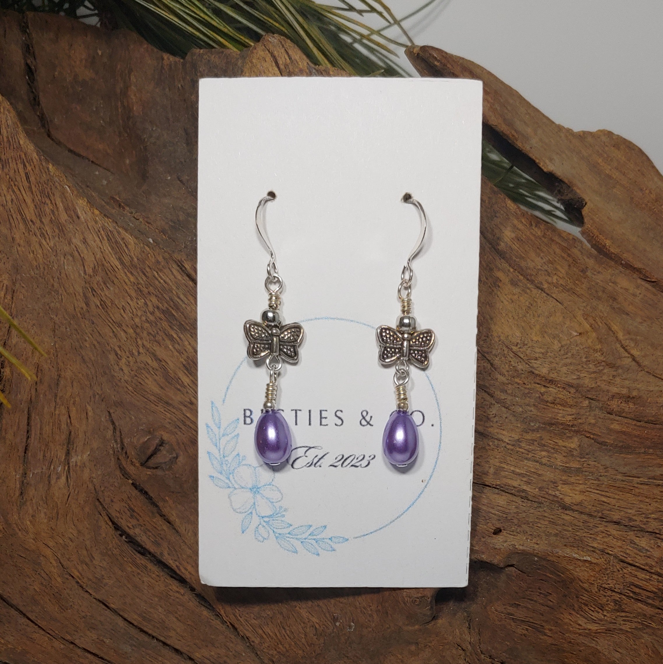 Butterfly w/ Purple Drop Earrings