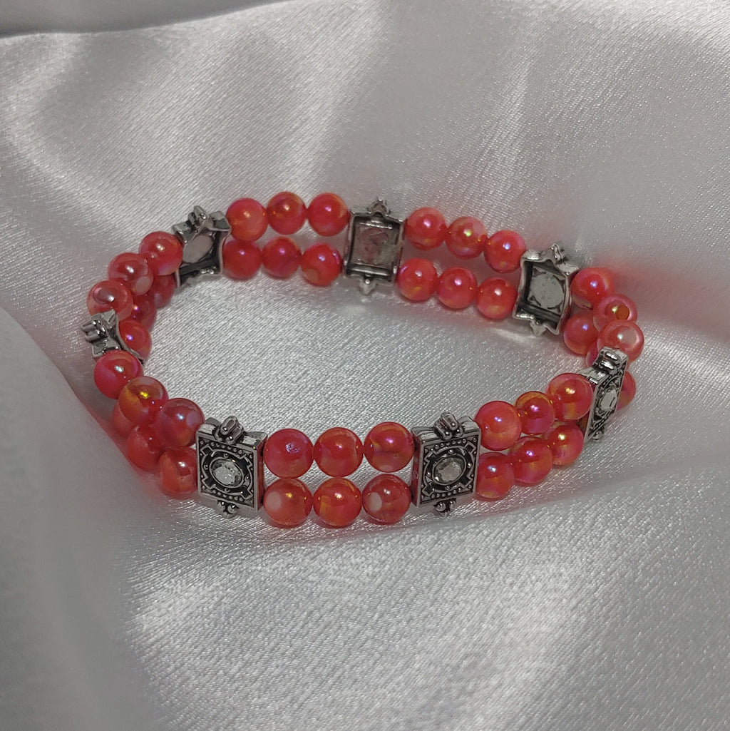 Coral Pink Pearlescent Bracelet