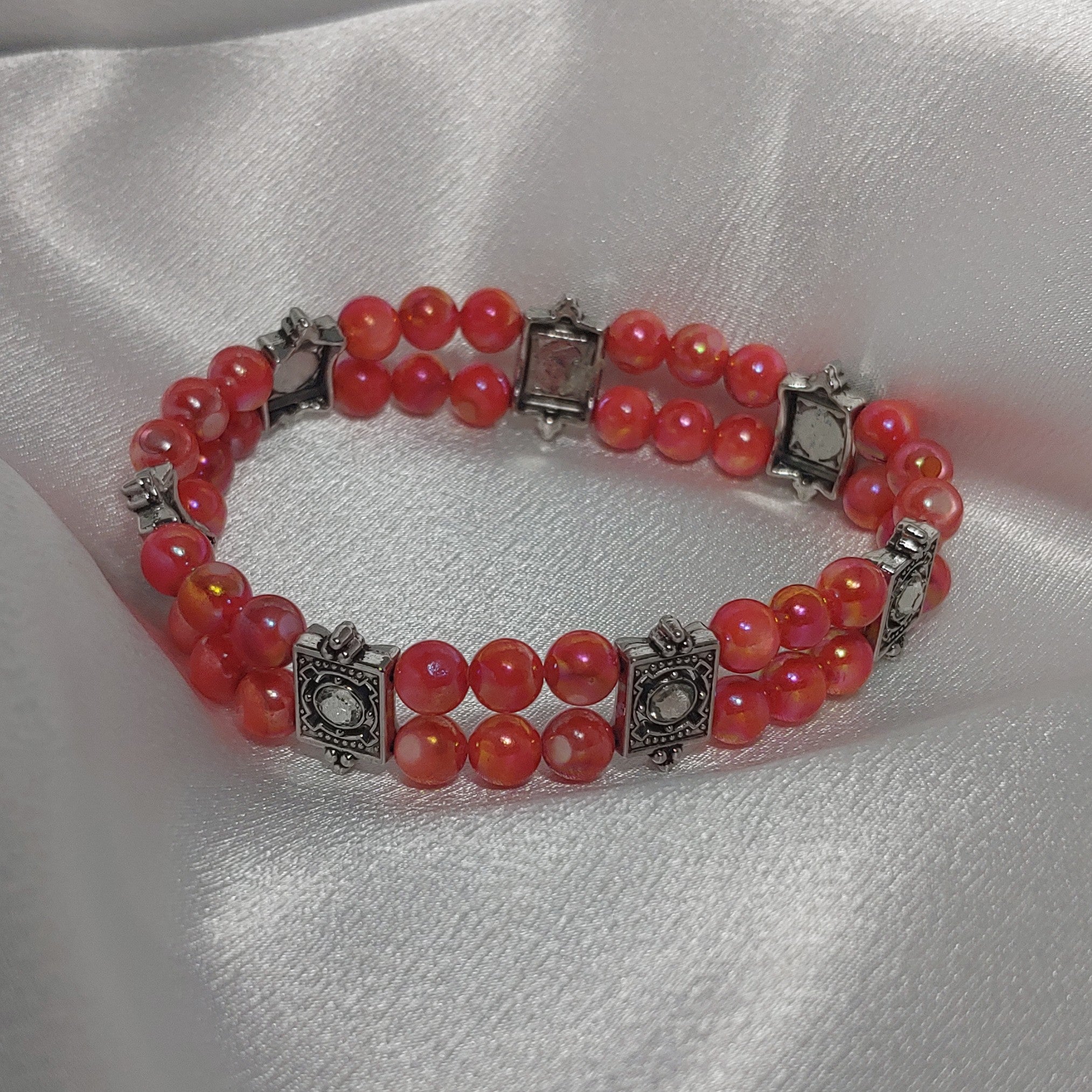 Coral Pink Pearlescent Bracelet