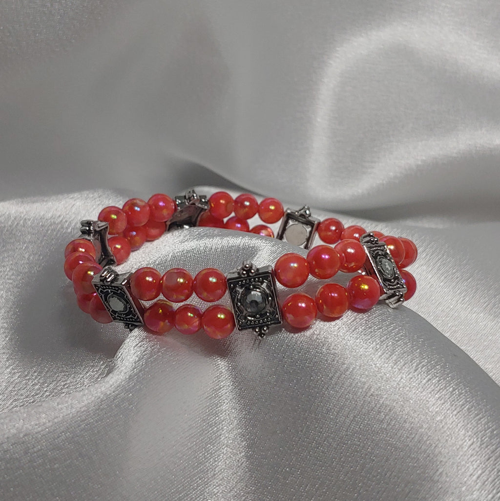 Coral Pink Pearlescent Bracelet