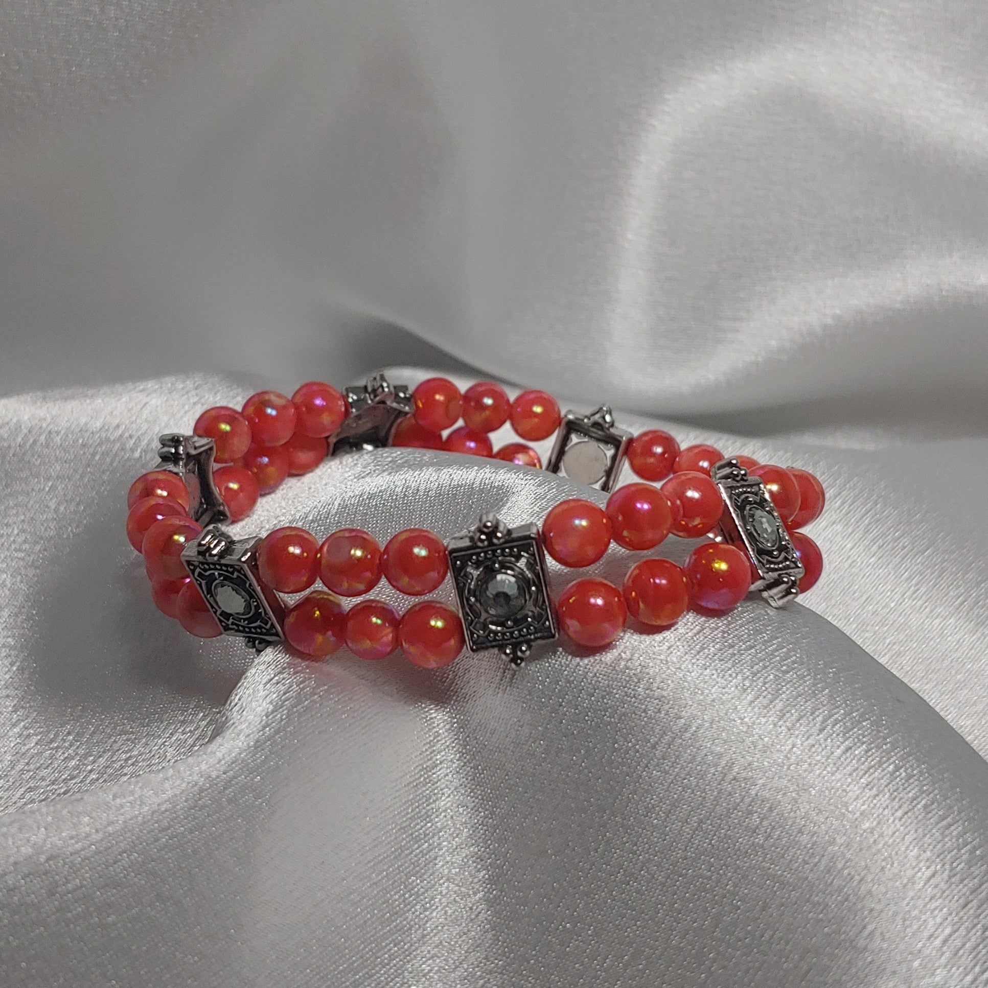 Coral Pink Pearlescent Bracelet
