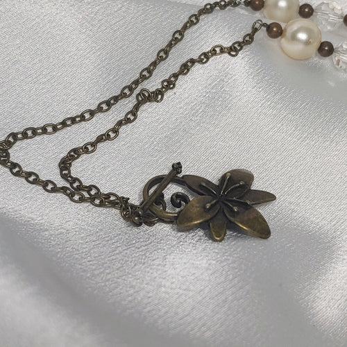 Antique Brass Flower Necklace and Earrings
