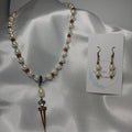 Pearl w/ Amber Necklace and Earrings