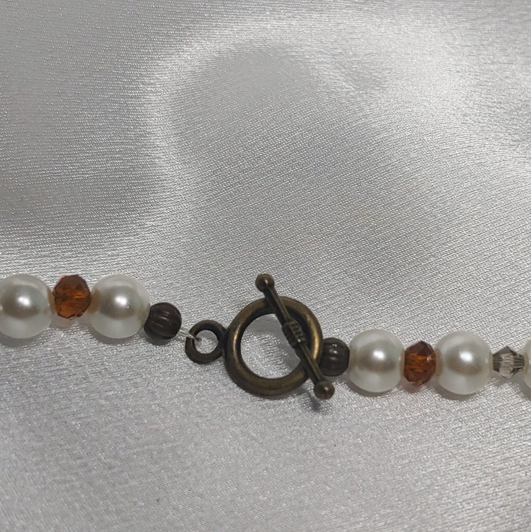 Pearl w/ Amber Necklace and Earrings