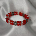 Red w/ Antique Silver Bracelet