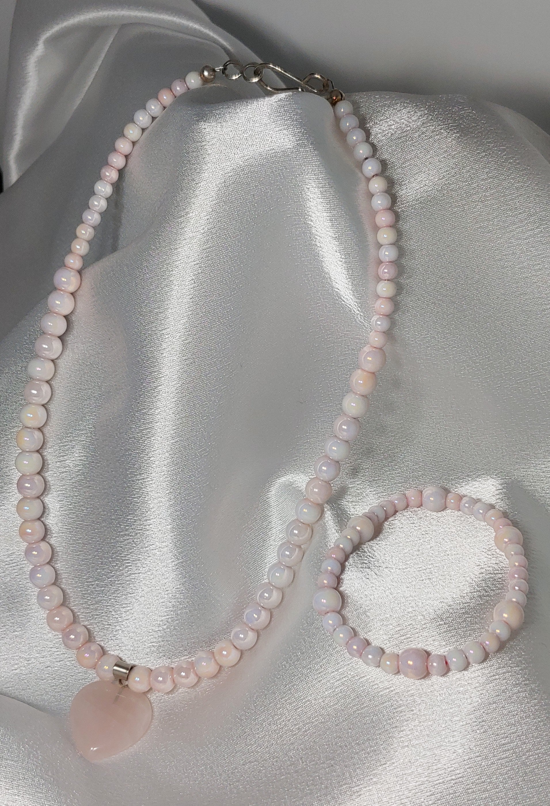 Girls Heart Necklace and Bracelet