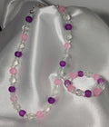 Girls Fosted Glass Necklace and Bracelet