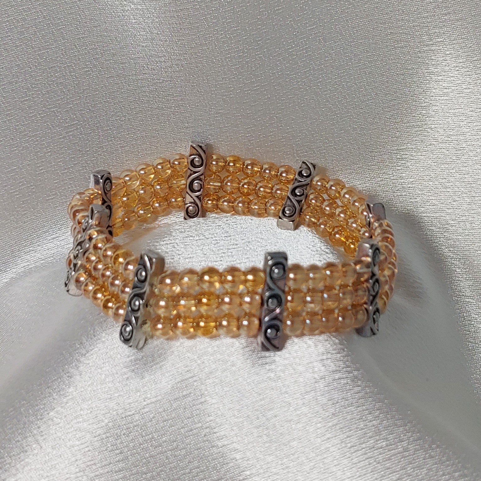 Antique Silver w/ Peach Bracelet