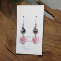 Pink Hearts w/ Black Lampwork Earrings