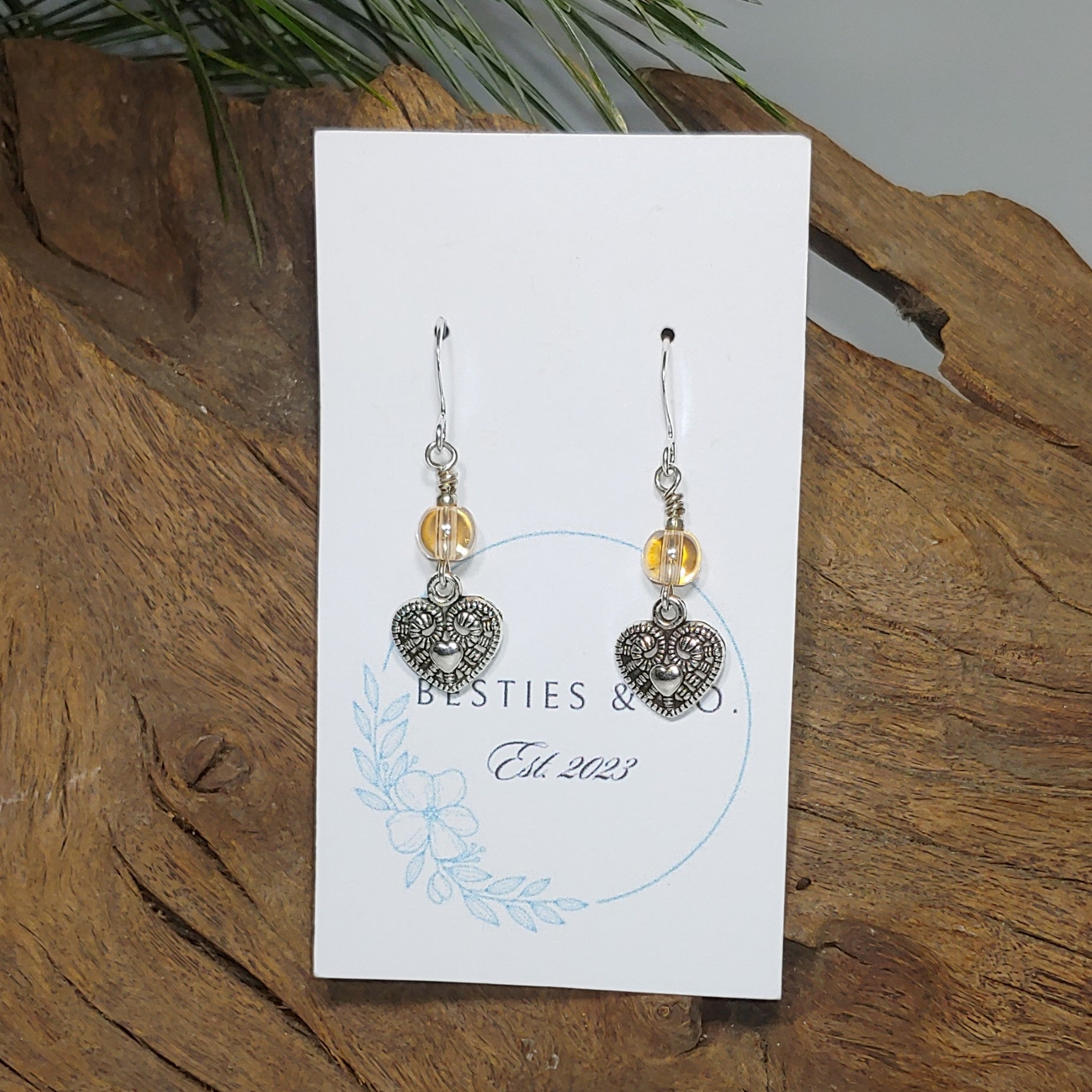 Hearts w/ Peach Earrings
